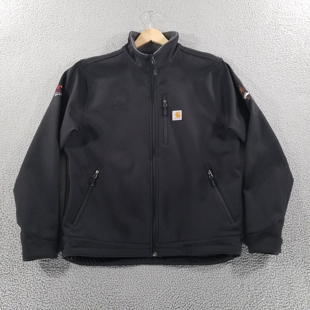 Carhartt Jacket Mens Large Black Crowley Heavyweight Softshell Fleece Lined Coat